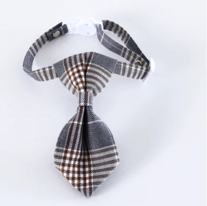 Adjustable British Style Plaid Bow Tie Pet Collar