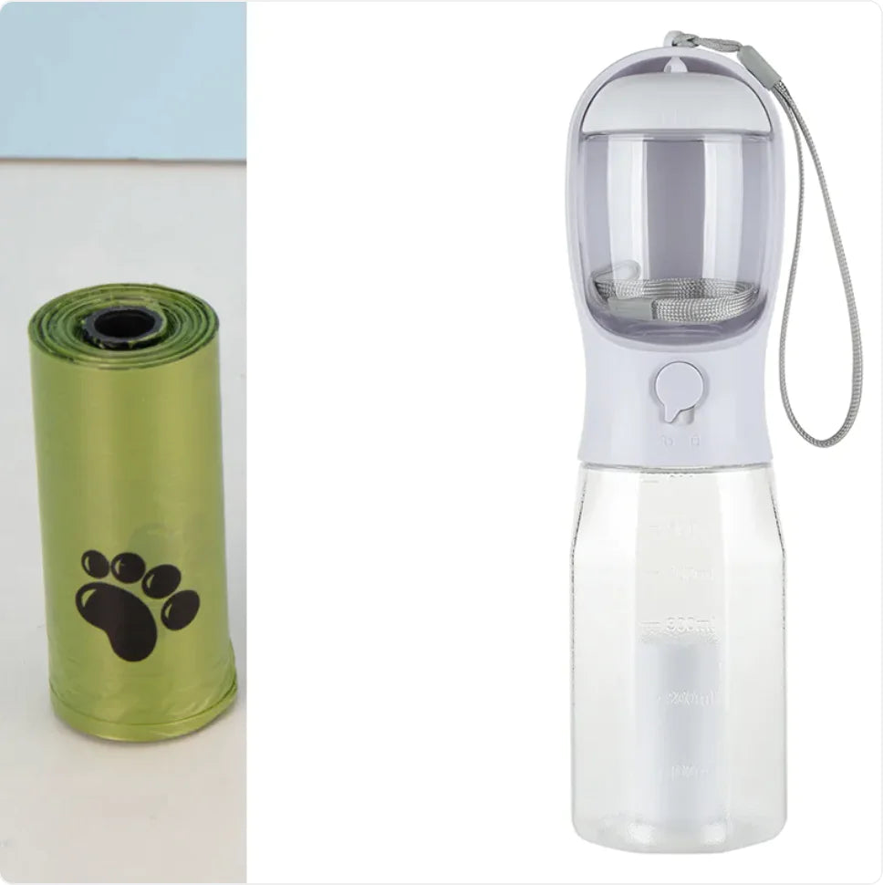 3-in-1 Portable Pet Water Bottle, Feeder & Waste Dispenser
